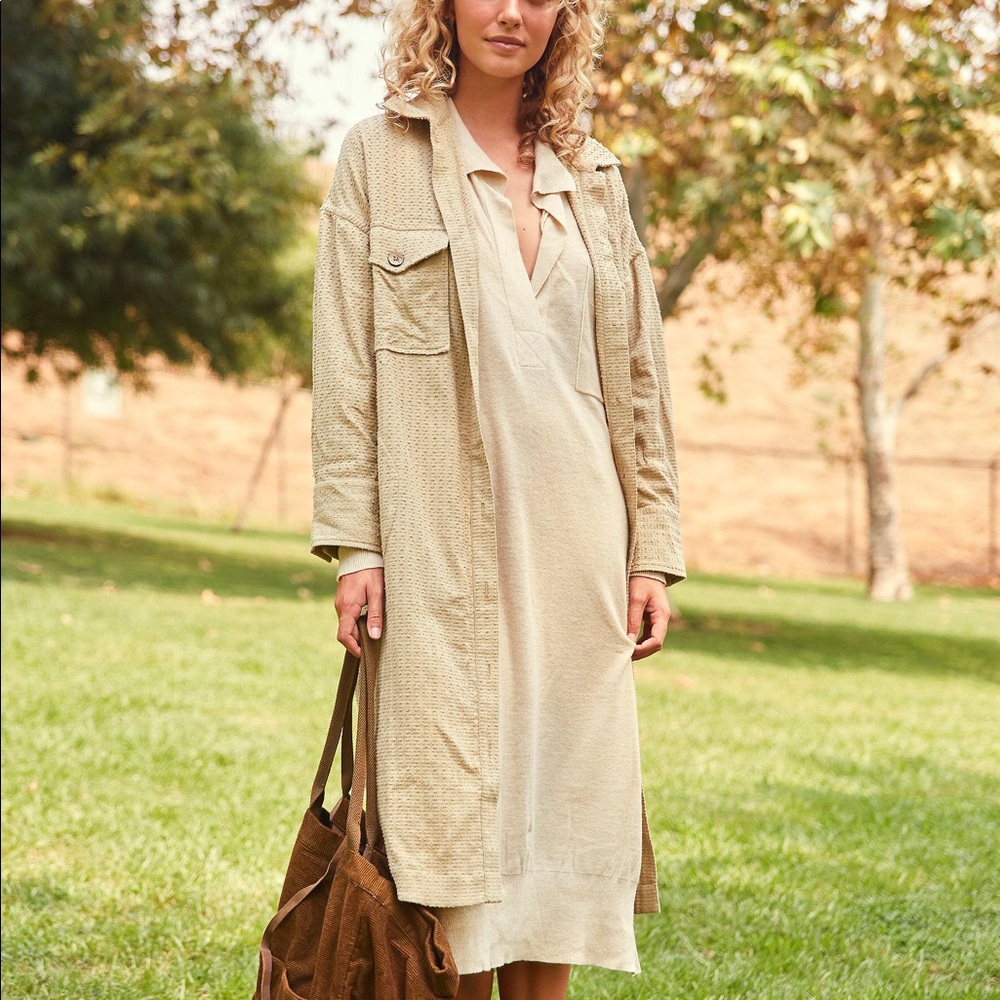 NWT Free People Quite The Look Textured Overshirt Dress Sz Small Z265-2